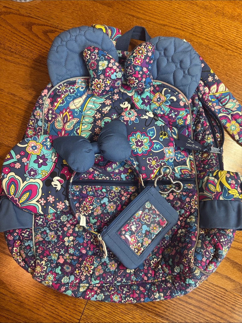 Vera Bradley Disney Floral Paisley Backpack Matching Ears Headband & Card Holder - Picture 15 of 15